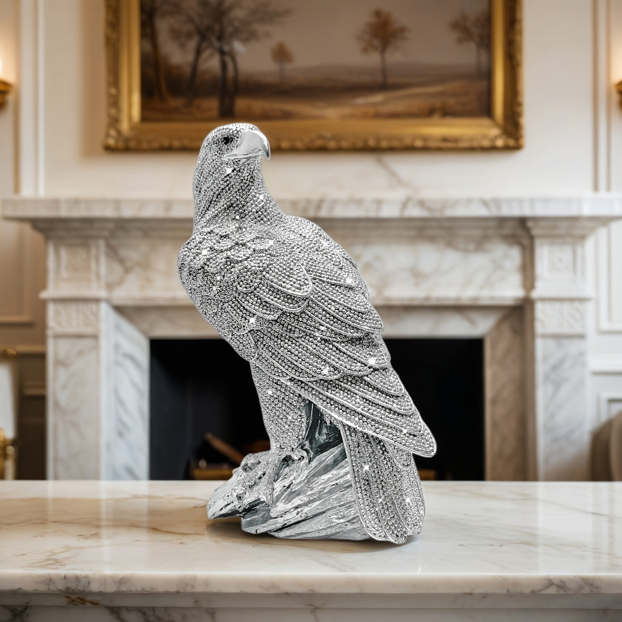 Silver Eagle Resin Sculpture