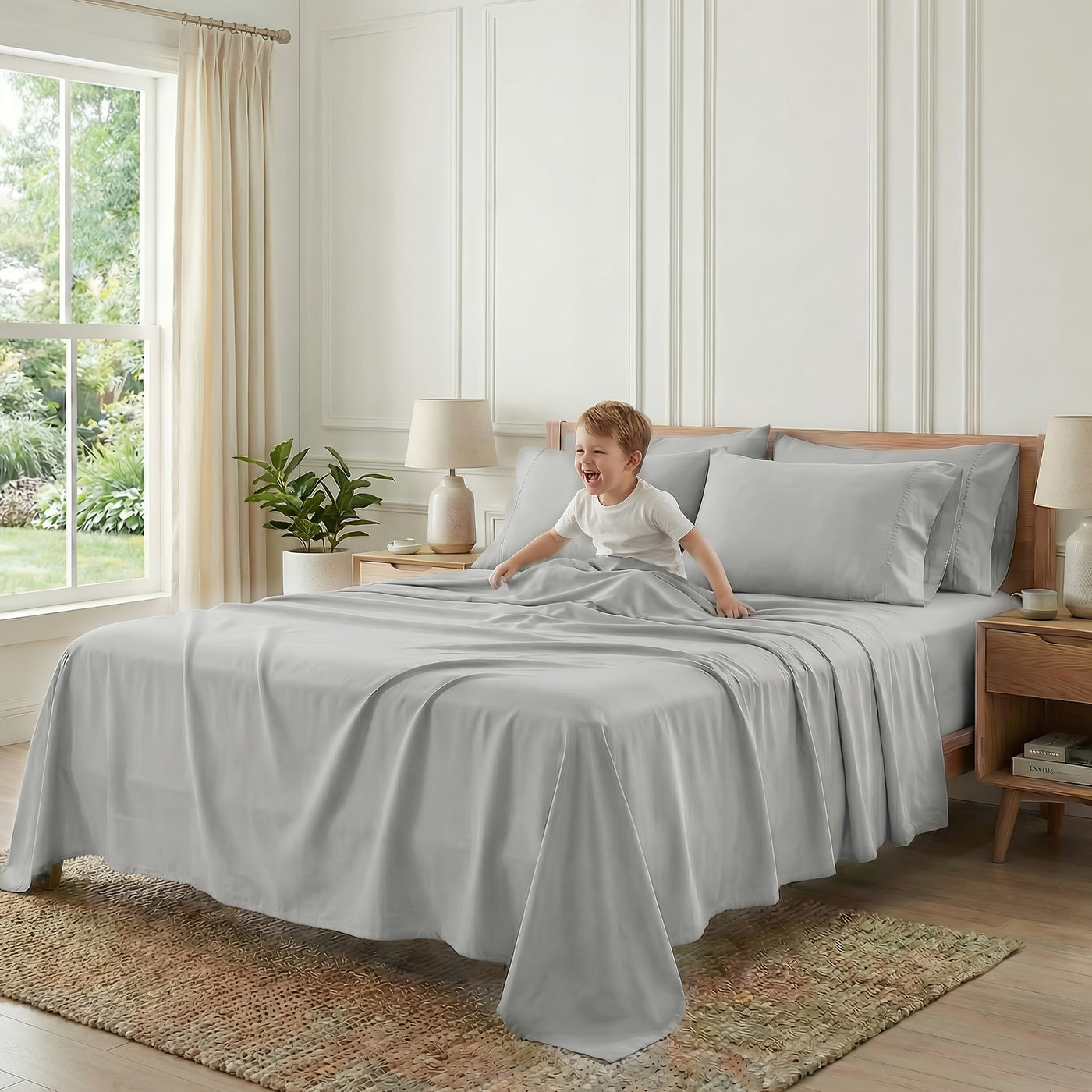Cooling Bamboo Bed Sheet Set with Deep Pockets