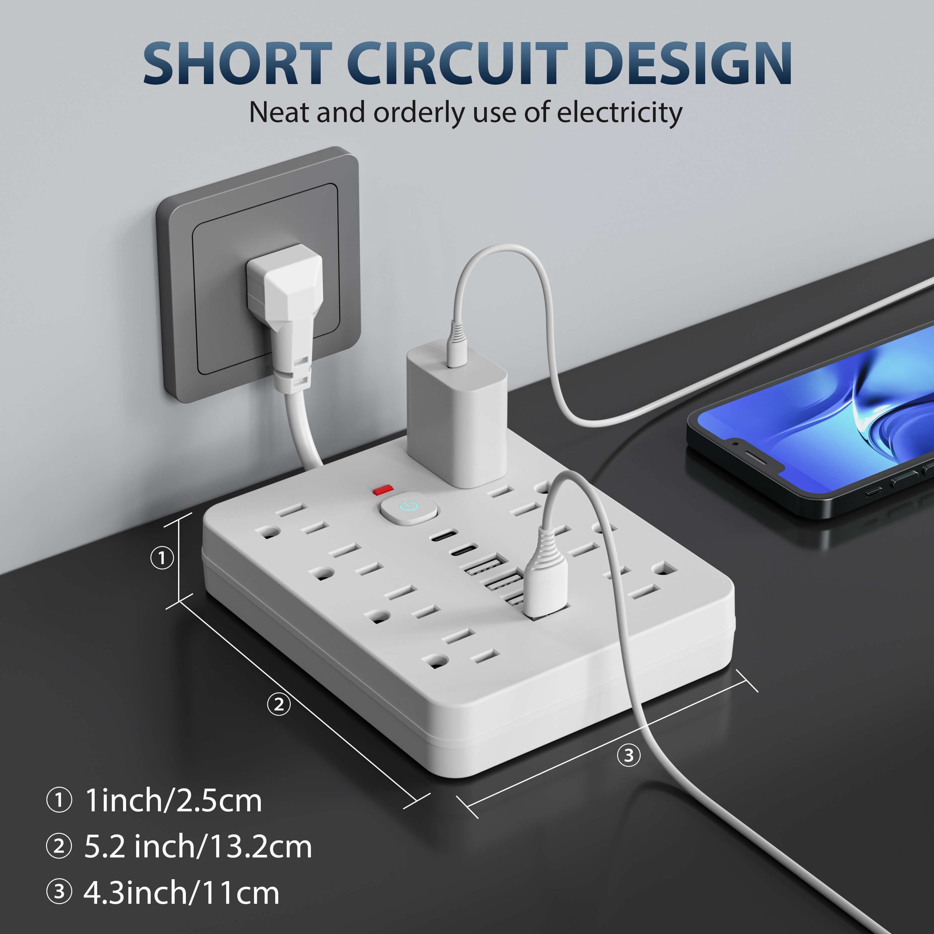 14-in-1 Surge Protected Power Strip with USB & USB-C Ports