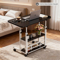 Adjustable Rolling Bedside Laptop Desk with Storage
