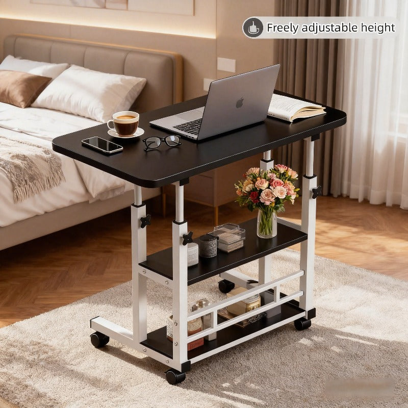 Adjustable Rolling Bedside Laptop Desk with Storage