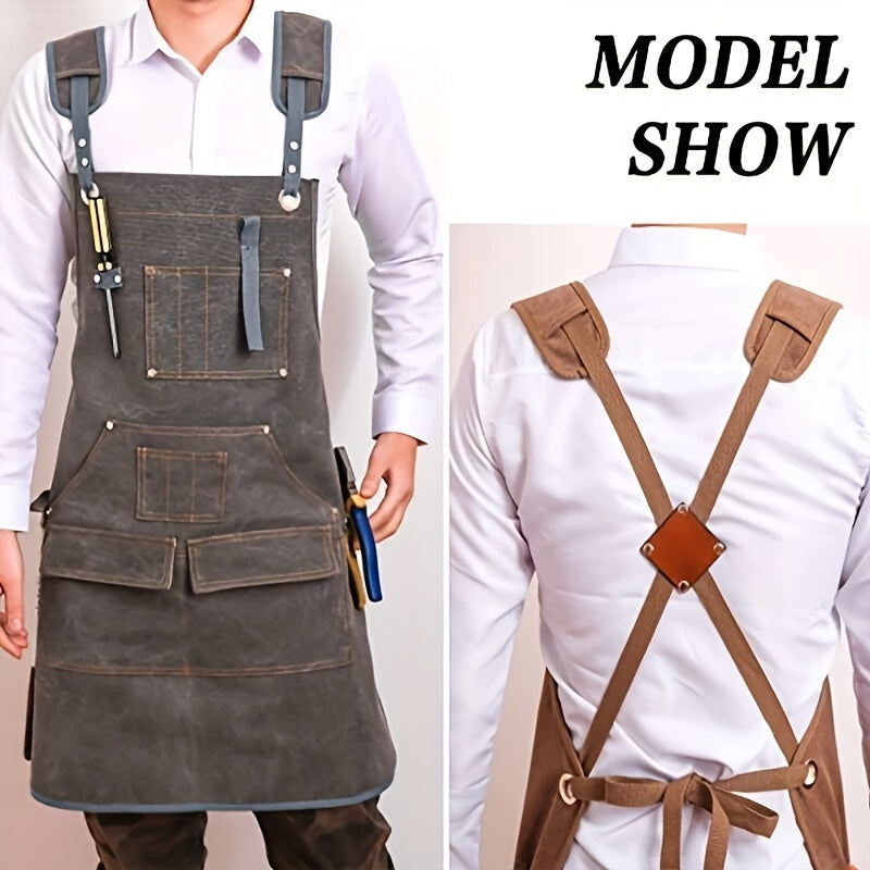 Heavy-Duty Canvas Work Apron with Multiple Tool Pockets