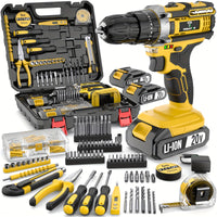 [20V Cordless Drill Set] 30|88|136|148pcs Electric Drill ToolBox Set | Cordless Rechargeable Electric Drill Tool Set, Equipped 1 Or 2 Battery, Hand Tools, Pliers, Bits Set, Suitable Construction, industry & Home Decoration, M