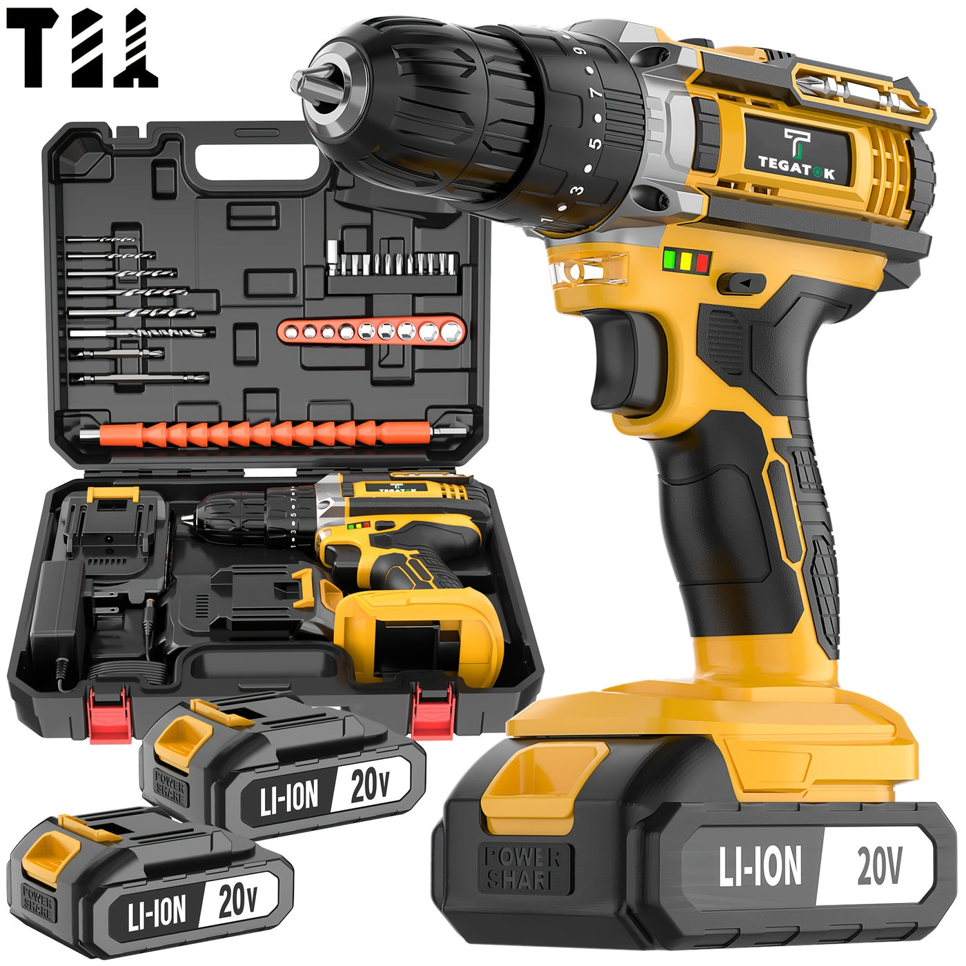 [20V Cordless Drill Set] 30|88|136|148pcs Electric Drill ToolBox Set | Cordless Rechargeable Electric Drill Tool Set, Equipped 1 Or 2 Battery, Hand Tools, Pliers, Bits Set, Suitable Construction, industry & Home Decoration, M