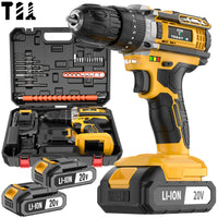 [20V Cordless Drill Set] 30|88|136|148pcs Electric Drill ToolBox Set | Cordless Rechargeable Electric Drill Tool Set, Equipped 1 Or 2 Battery, Hand Tools, Pliers, Bits Set, Suitable Construction, industry & Home Decoration, M
