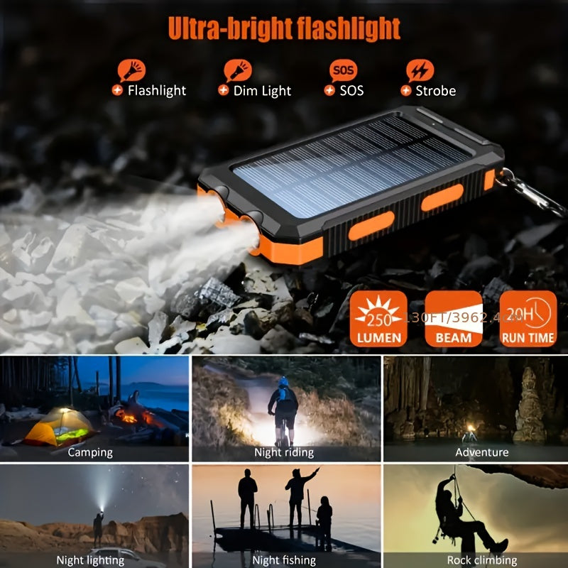 20,000mAh Solar Power Bank with Dual USB Ports